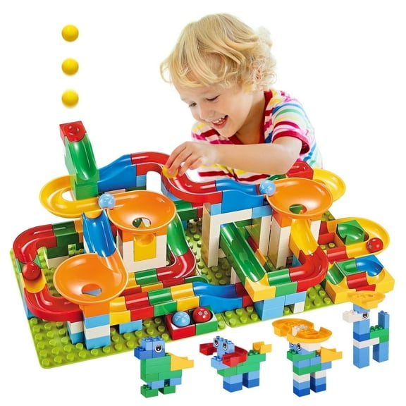 Haifeng 176-Piece Marble Run Building Blocks, STEM Maze Ball Race Track Playset for Kids, Boys & Girls