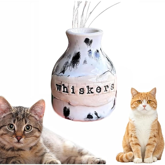 Hand-Thrown Whiskers Keepsake Vase, Cat Whisker Holder, Pet Whisker Collector Jar for Shed Whiskers & Fur, Decorative Small Bud Vase, Thoughtful Memorial Gift for Cat Lovers (#E)