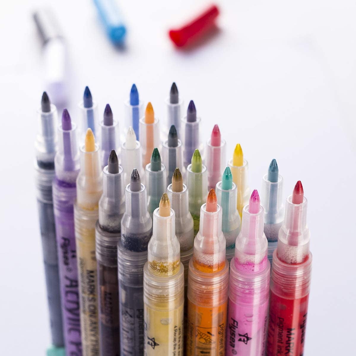 Artrylin Acrylic Paint Pens, 0.7 mm Extra-Fine Tip 24 Colors Paint Marker Pens Paint Pens for Painting Stones, Ceramics, Glass, Canvas, Wood, Pebbles