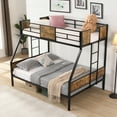 thumbnail image 4 of Harper & Bright Designs Twin Over Full Metal Bunk Bed with 2 - Side Ladder and Full-Length Guardrail, Metal Bunk Bed Frame with Large Under Bed Storage for Bedroom, Black & Brown, 4 of 10