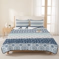 thumbnail image 3 of King Quilt Set 96''x106'', Blue Striped Lightweight Bedspread Coverlet Set with 2 Pillow Shams, Boho Modern Geometric Abstract Art Ethnic Breathable All Season Quilt Bedding for Bedroom/Guest Room, 3 of 9