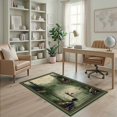 thumbnail image 2 of ODIKA 4'x6' Washable Area Rug Muted Olive Green Fishing Fish Vintage Rustic Angler Scene with Trout Motifs for Dorm Room, Small Living Stain Resistant Low Profile, Easy Care, 2 of 7