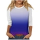 thumbnail image 2 of Fiudx Camisetas para Mujer Top de Cuello Redondo de Manga Corta con Estampado Degradado de Color Sólido y Manga 3/4 para Mujer, 2 of 5