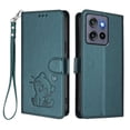 thumbnail image 2 of Wallet Leather Case For Motorola Moto G Stylus 5G 2025 6.7",with Card Holder,wristband, Shockproof Kickstand Embossed Love Cat Phone Case,Dark Green, 2 of 8