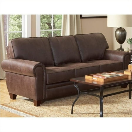 Bowery Hill Elegant And Rustic Microfiber Sofa In Brown Walmart