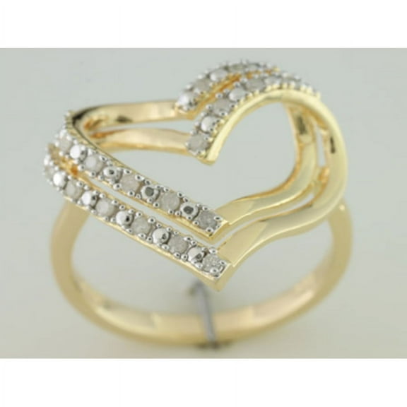 AMOUR 1/5 CT TW Diamond Open Heart Ring In Yellow Plated Sterling Silver