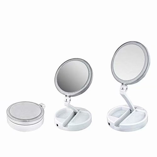 Universal - USB pliable, rechargeable ou batterie, miroir LED, maquillage,  coiffeur blanc, miroir de maquillage, avec lumière, zoom 10x Miroir de  table
