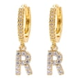 thumbnail image 1 of LSLJS Dainty Gold Plated Initial Hoop Earrings Letter Alphabet Dangle Earrings Fashion Sparkly Rhinestone Letter Initial Pendant Drop Earrings for Women Valent, 1 of 1