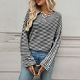 thumbnail image 3 of Women's Striped Round Neck Long Sleeve Cotton Knit Sweater, 3 of 8