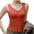 thumbnail image 2 of CBASIHI Womens Thermal Underwear Tank Tops- Slim Fit Fall Winter V Neck Stretchy Sleeveless Undershirt with Built in Bra Red Size M, 2 of 9