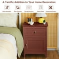 thumbnail image 5 of Costway 2PCS Nightstand Drawer Accent Side End Table Storage Cabinet Cherry, 5 of 11