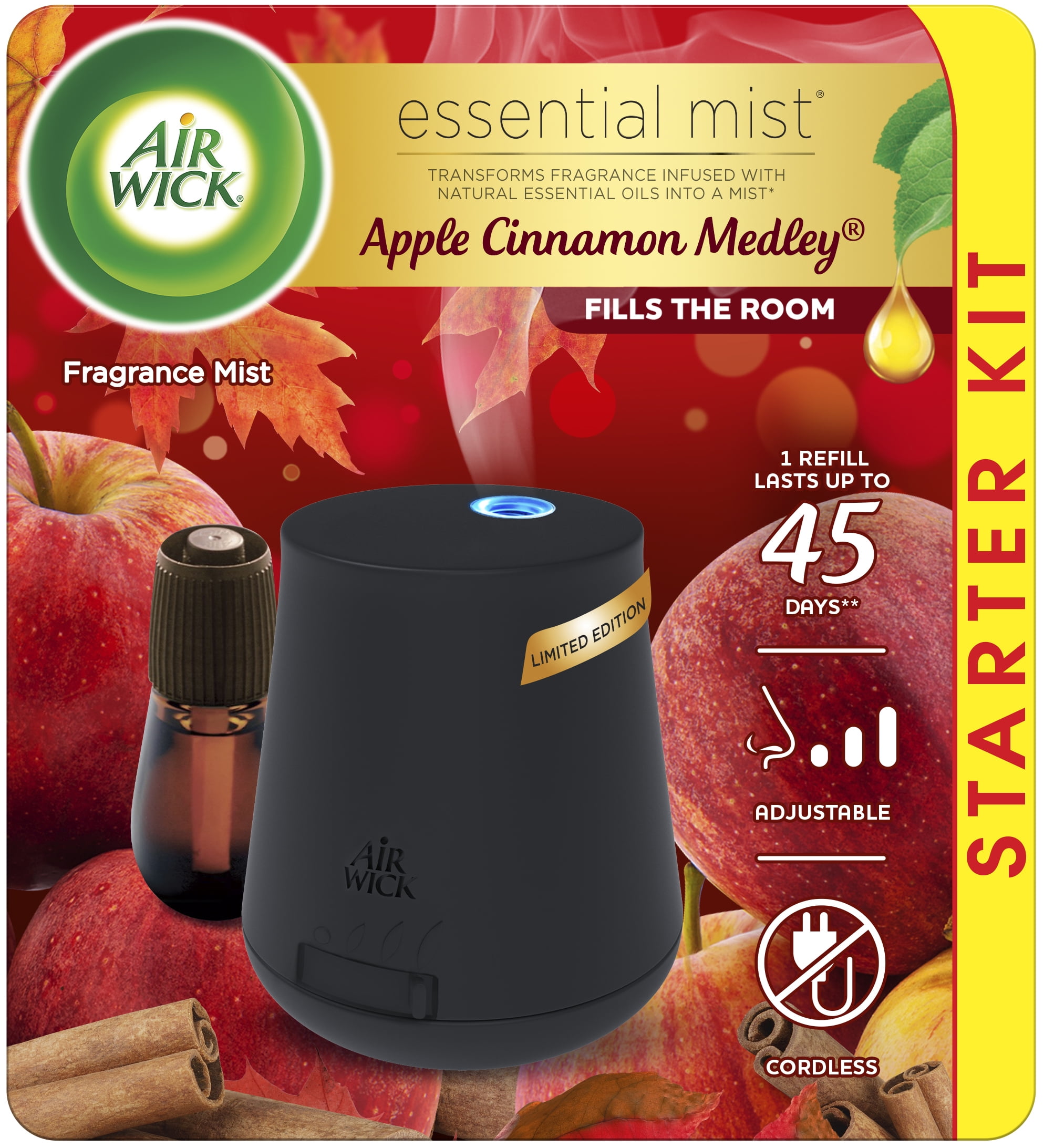 Apple Ci Diffuser + 1 Refill Air Wick Essential Mist Essential Oil Diffuser, 