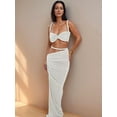 thumbnail image 5 of Women'S 2 Piece Sets Summer Beach Sexy- Ruched Backless - Top and Cut Out Skirt Night Out Dress White M, 5 of 6