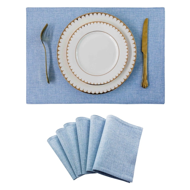 Nvzi Manteles individuales de lino, manteles para mesa de comedor, protectores de superficies,accesorios de decoración de cocina (juego de 6, tamaño 18,9 x 13 pulgadas, A08)
