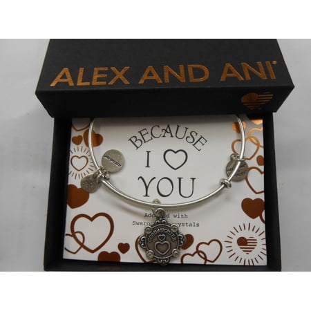Alex and Ani Womens Because I Love you, Goddaughter Charm Bangle Bracelet, Rafaelian Silver, Expandable