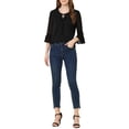 thumbnail image 2 of Allegra K Women's 3/4 Puff Flared Sleeve Tops Bow Tie Collar Chiffon Blouses, 2 of 6