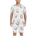 thumbnail image 5 of joogoo Men's Pajama Set Baseball on White V-Neck Pj Shorts Set 2 Piece Loungewear Sleepwear L, 5 of 7