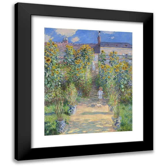 Claude Monet 12x14 Black Modern Framed Museum Art Print Titled - The Artist's Garden at Vetheuil (1881)