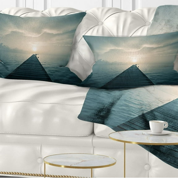 Designart 12" x 20" Blue Polyester Throw Pillow