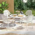 thumbnail image 2 of Costway 4 PCS Patio Cast Aluminum Armrest Chairs Dining Stackable Outdoor White, 2 of 8