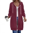 thumbnail image 2 of Long Hoodies for Women Fashion 2026 Full Zip Up Oversized Fleece Lightweight Casual Fall Jacket Coat with Pocket, 2 of 8