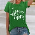 thumbnail image 2 of Lkhaha Womens Graphic T Shirts Boy Heart Mom Letter Print Summer Short Sleeve Casual Plus Size Outfits Green S, 2 of 5