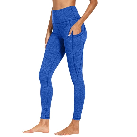 Hueook Tummy Control Pants for Women Leggings Yoga Pants Women Workout Out Pocket Leggings Fitness Sports Running Yoga Pants Blue 3X