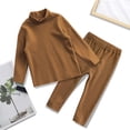 thumbnail image 5 of PMUYBHF Baby Clothes for Girls 0-3 Months Dresses Toddler Kids Boy Girl Clothes Unisex Solid Long Sleeve Warm Pullover Pjamas Sleepwear Tops Pants Set Outfits 130 Coffee, 5 of 6