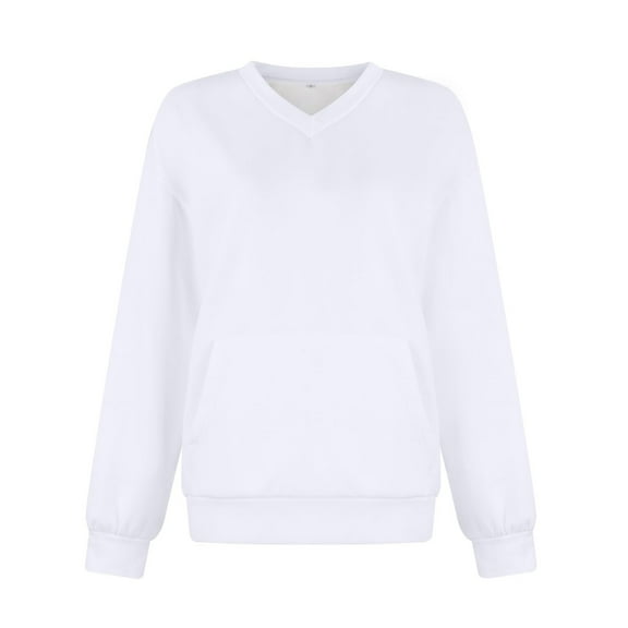 WTXUE Long Sleeve, Women'S Sports Sweatshirt Basic Solid Color Pullover Casual Top, Workout Tops, T-Shirts (White, L)