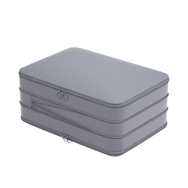 Travel Clothes Storage Organizer Bag with Compression Compartment and Categorized Partitions for Luggage