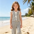 thumbnail image 2 of Gyexs 3T Girls Back to School Outfits Striped Bow Tank Top and Straight Leg Pants Summer Vacation Clothes Set #07 White 3-4 Years, 2 of 7