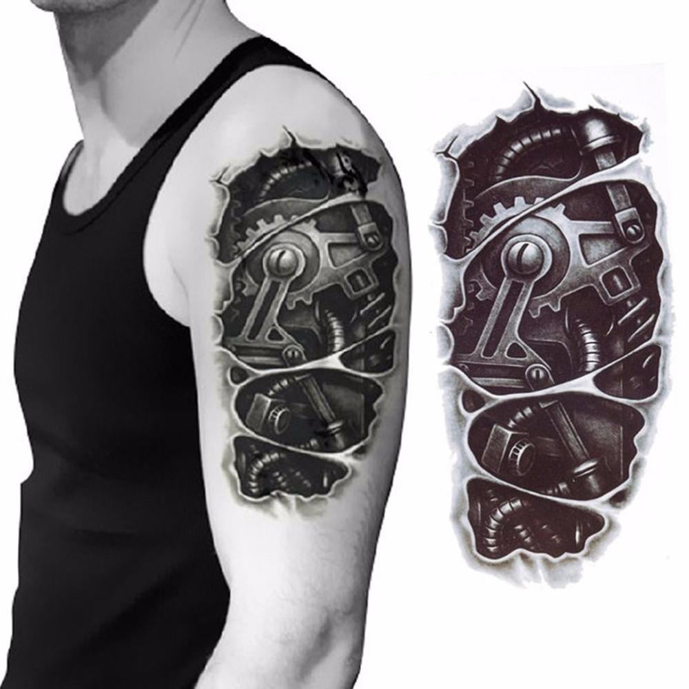 MINM 3D Mechanical Arm Fastening Nut Tattoo Sticker for Men Arm Hand Body  Waterproof Temporary Tattoo 