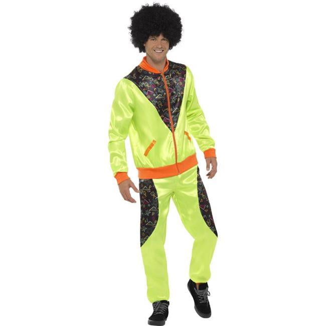 Mens 70's Disco Fever Bright Neon Green Suit Fancy Dress Small Upto 36" Chest 