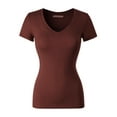 thumbnail image 1 of Made by Olivia Women's Basic Solid Short Sleeve V Neck Jersey Top, 1 of 6