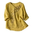 thumbnail image 5 of Pisexur Hauts de Printemps pour Femmes 2025, Hauts d'Entraînement Femmes, Hauts d'Entraînement Femmes T-Shirt Imprimé Manches Courtes Col Rond Chandail à la Mode Vert Armée, m, 5 of 5