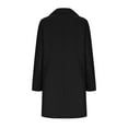 thumbnail image 4 of Wuxian Womens Trench Coat Solid Color Button Down Long Sleeve Notched Collar Jacket Long Length Overcoat Autumn Winter Windbreaker Coat Street Wear,Black,M, 4 of 5