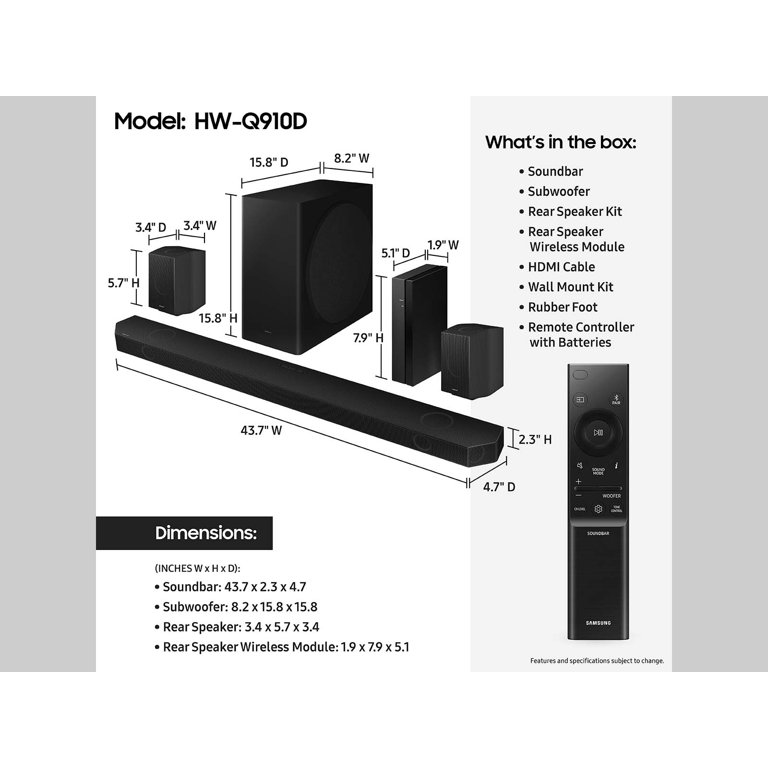 Samsung Q-Series Smart 9.1.2ch Surround Soundbar w/ Rear Speakers