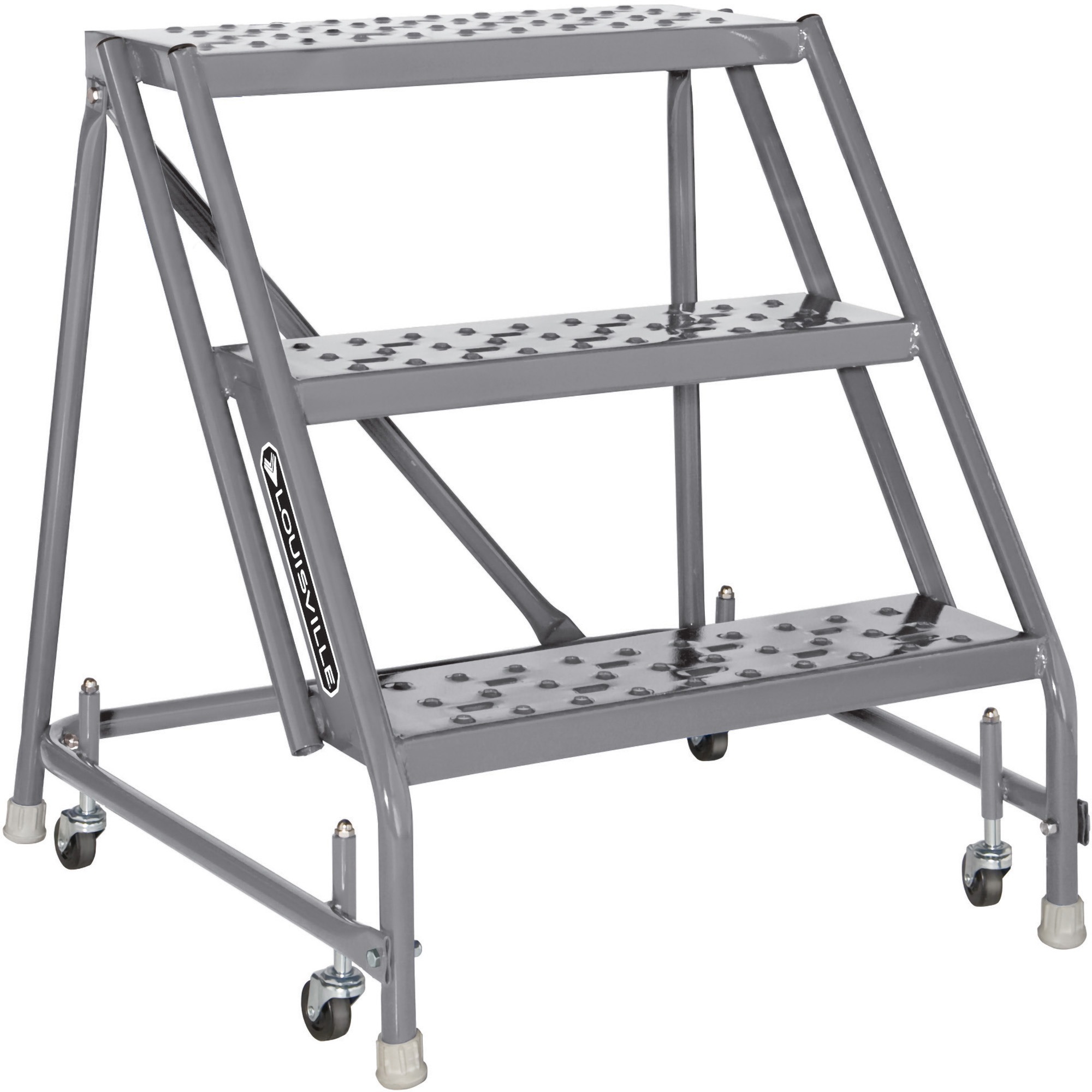 Louisville 3step Steel Warehouse Ladder, Gray