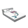 thumbnail image 2 of Ambesonne Cartoon Fitted Sheet & Pillow Sham Set, Mermaid Cartoon, Full, Violet Blue and Beige, 2 of 2