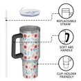 thumbnail image 4 of 40oz Pioneer Flower Floral Print Pattern Insulated Tumbler with Handle, BPA-Free Leak Proof Lid and Straws, Double Wall Vacuum, Hot 12h/Cold 34h, 4 of 6