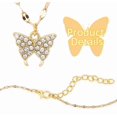 thumbnail image 3 of 2 Pcs Butterfly Pendant Necklaces for Women Gold Sliver CZ Simulated Diamond Butterfly Pendant Necklace Adjustable Rhinestone Butterfly Pendant Necklaces Set Lightweight Wedding, 3 of 7