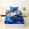 thumbnail image 4 of Metsweet Magical Dragon Twin Sheets 3pcs, Crystal Mountain Lake Bedding, Blue Purple Teal,1 Fitted Sheet, 1 Flat Sheet and 1 Pillowcase, 4 of 5