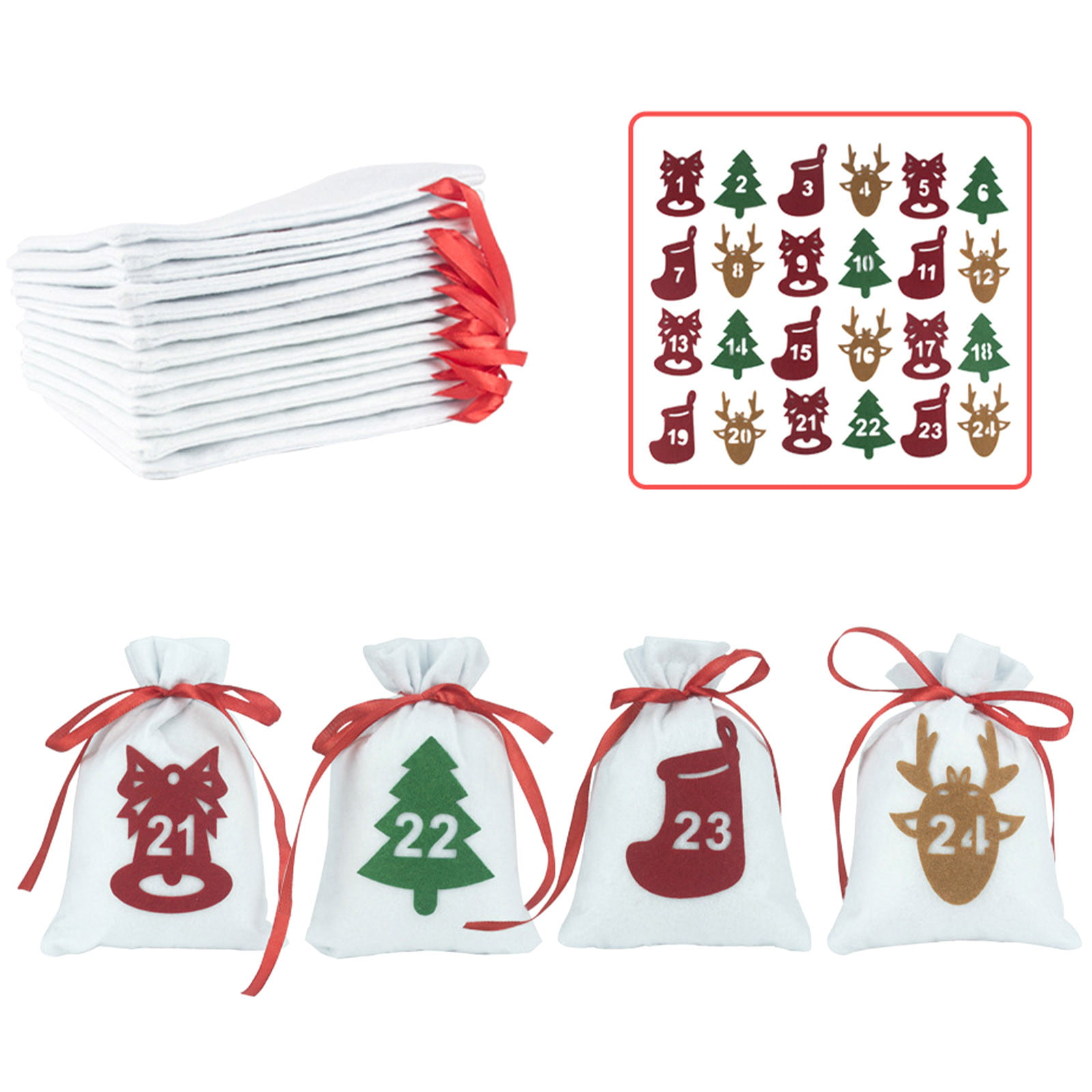 Brand New Jute Advent Calendar Christmas Pockets Mittens 