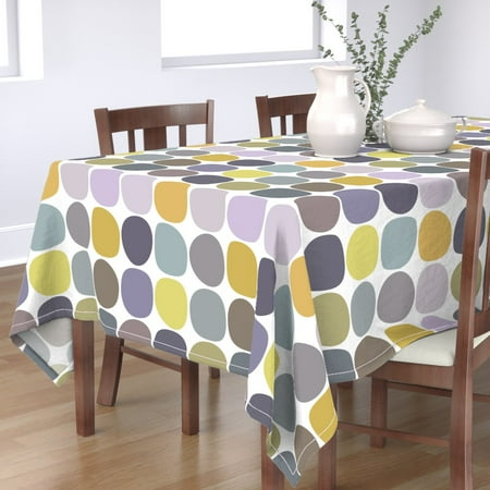 

Cotton Sateen Tablecloth 70 x 120 - Minimalist Midcentury Modern Abstract River Rocks Vintage Stone Mid Print Custom Table Linens by Spoonflower