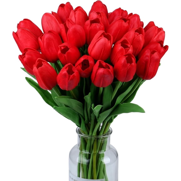 15 tulipanes artificiales de seda de tacto real para decoración del hogar, Día de la Madre, primavera, boda, ramos, arreglos florales.