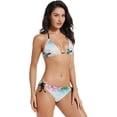 thumbnail image 2 of Butterfly in Blossoms Zen Women Two Piece Swimsuit Sexy Swimwear Halter String Triangle Bikini Sets, Small, 2 of 6