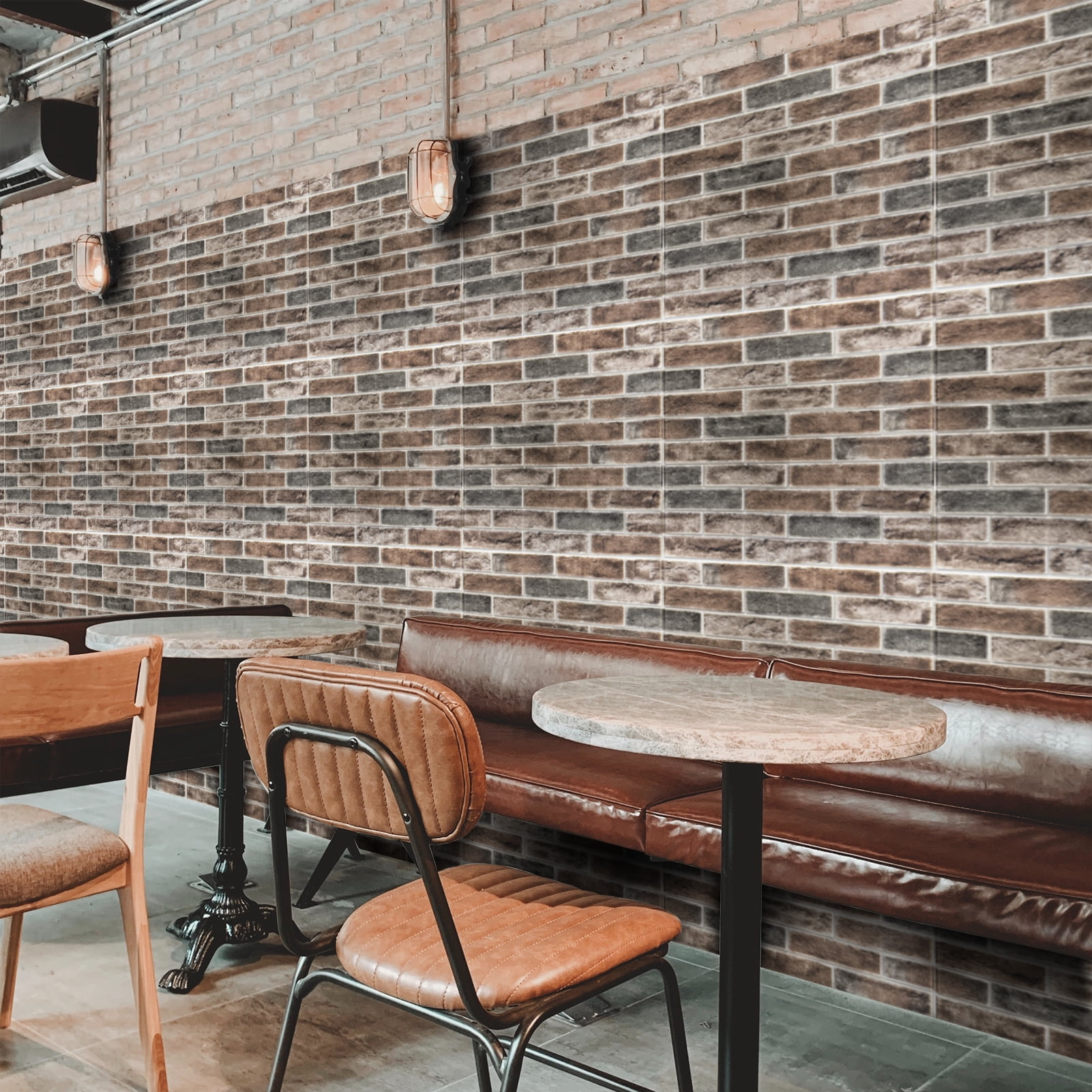 20-Pack 27.5''x27.5'' Peel and Stick Faux Brick 3D Wall Panels,Self Adhesive Foam Wallpaper for Bedroom,Kitchen,Gray Brown