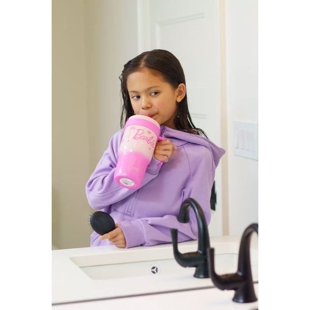 Zak Designs 18oz Barbie Kids Straw Handle Tumbler, Stainless