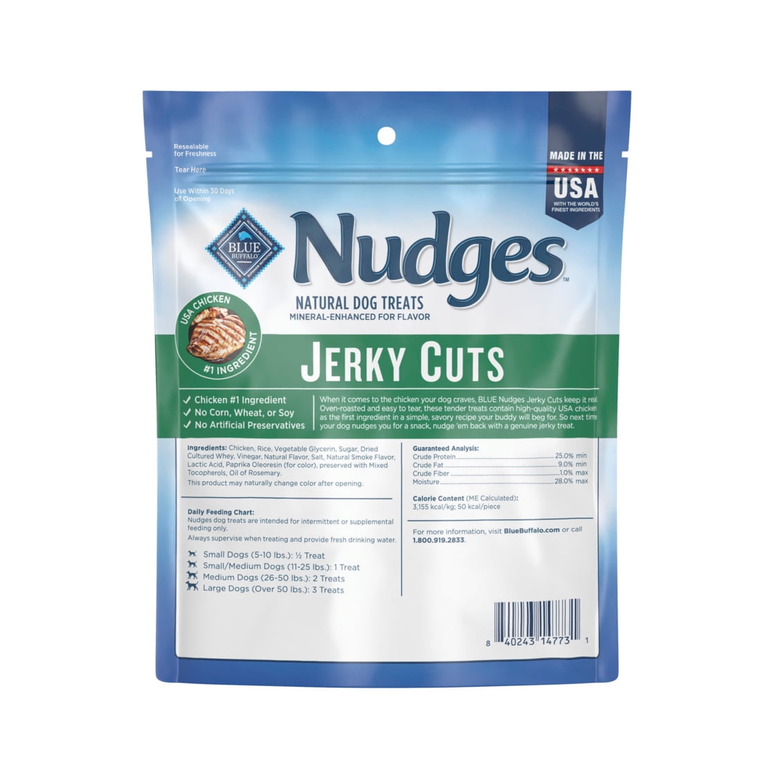 Blue Buffalo Nudges Jerky Cuts Dog Treats, Made in the USA with Natural Ingredients, Chicken, 5-oz. Bag