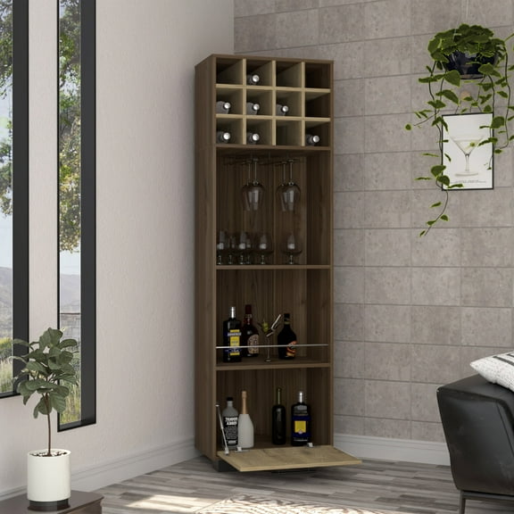 Newboti Furniture Corner Bar Cabinet Cataluña, Living Room, Mahogany / Aged Oak 40488